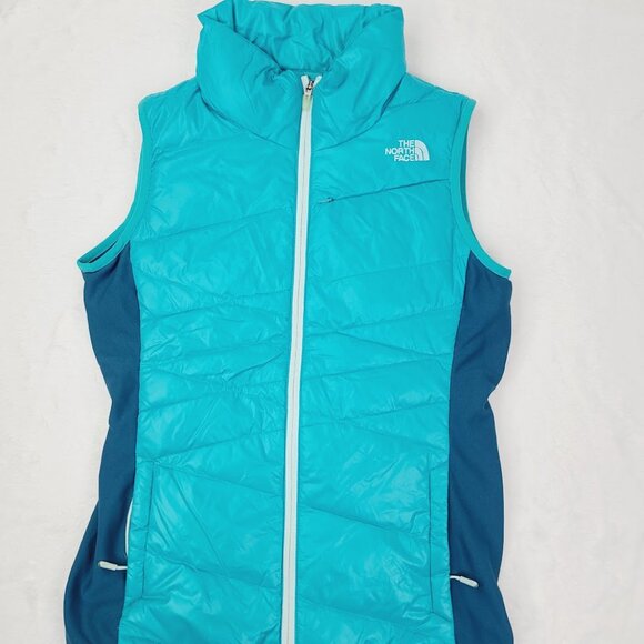 The North Face Women's Turquoise Hyline Hybrid 600 Goose Down Puffer Vest Size M - Picture 2 of 10